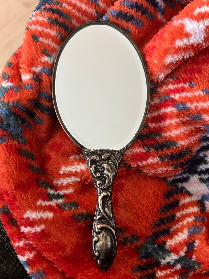 Antika 900 ayar gümüş el aynası - Görsel 2