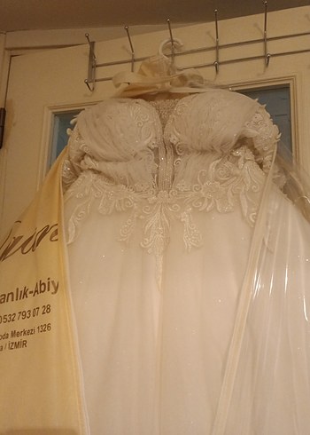Straplez Prenses Gelinlik Beyaz Uzun