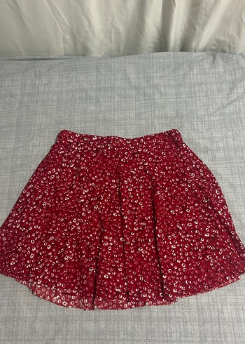 m Beden Kırmızı Mini Volanlı Etek