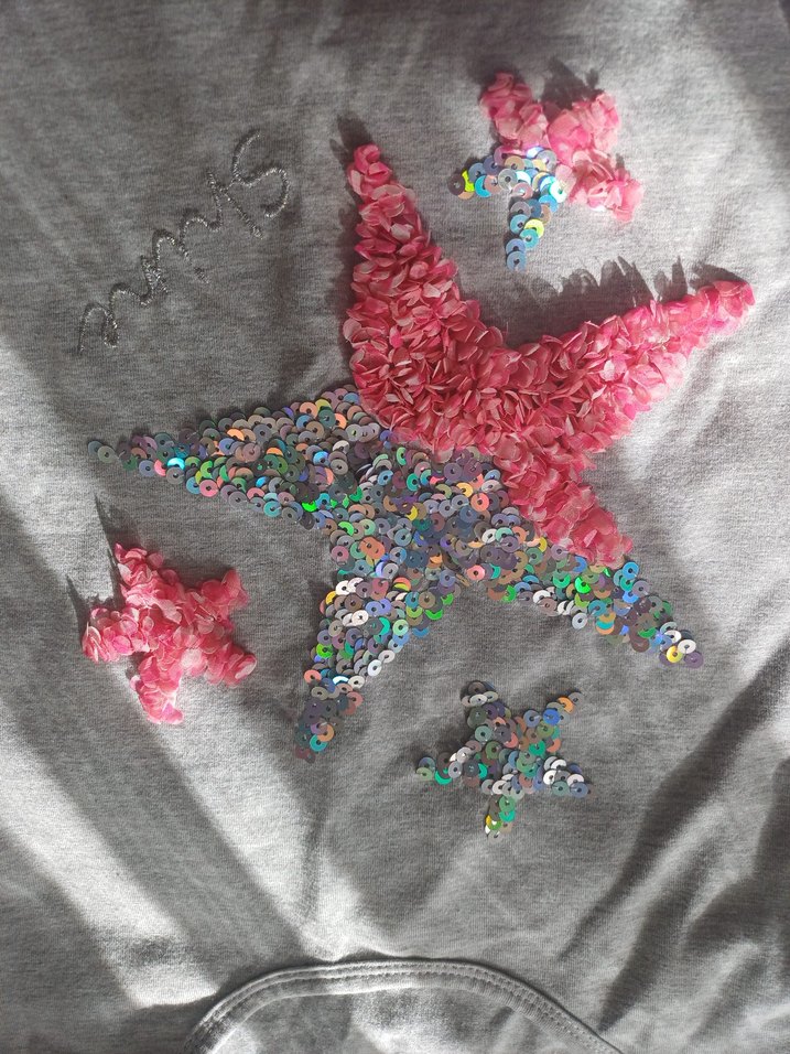 Kız Çocuk Gri Uzun Kollu Payetli Nakışlı Tişört - Görsel 2