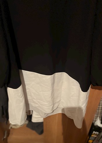 Siyah Beyaz Salaş Midi Kadın Tunik - Görsel 2