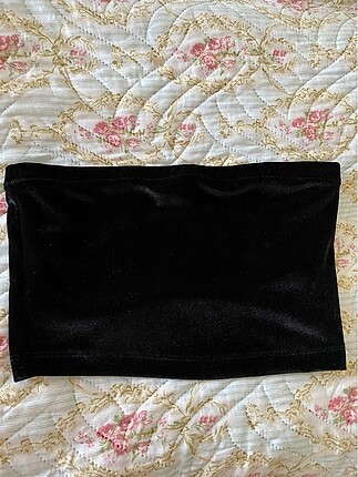 Kadife straplez crop top