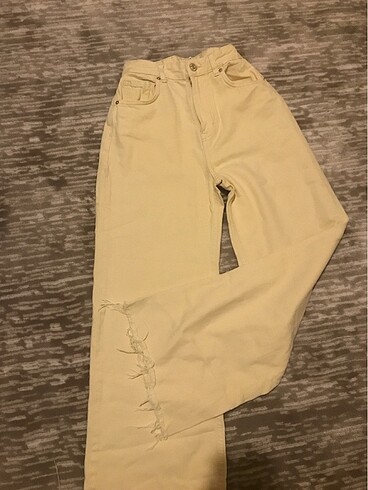 Pull and Bear Pull and Bear Bol Paça Sarı pantolon