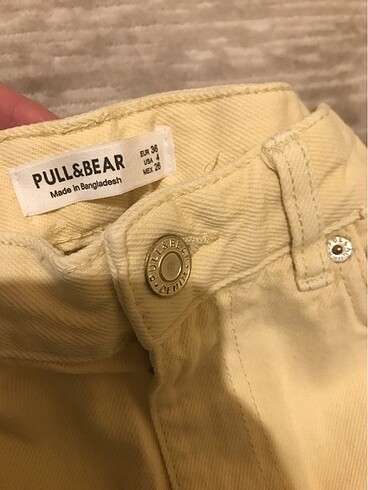 36 Beden Pull and Bear Bol Paça Sarı pantolon