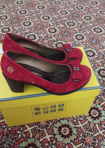 Bordo Tokalı Kadın Topuklu Babet - Görsel 2