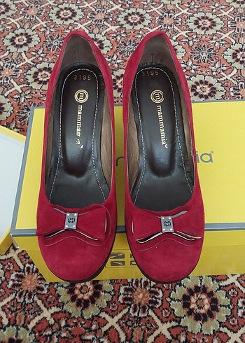 Bordo Tokalı Kadın Topuklu Babet
