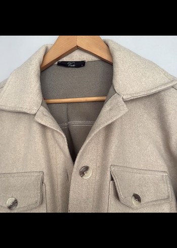 Bej Düğmeli Kadın Kaban - Görsel 2