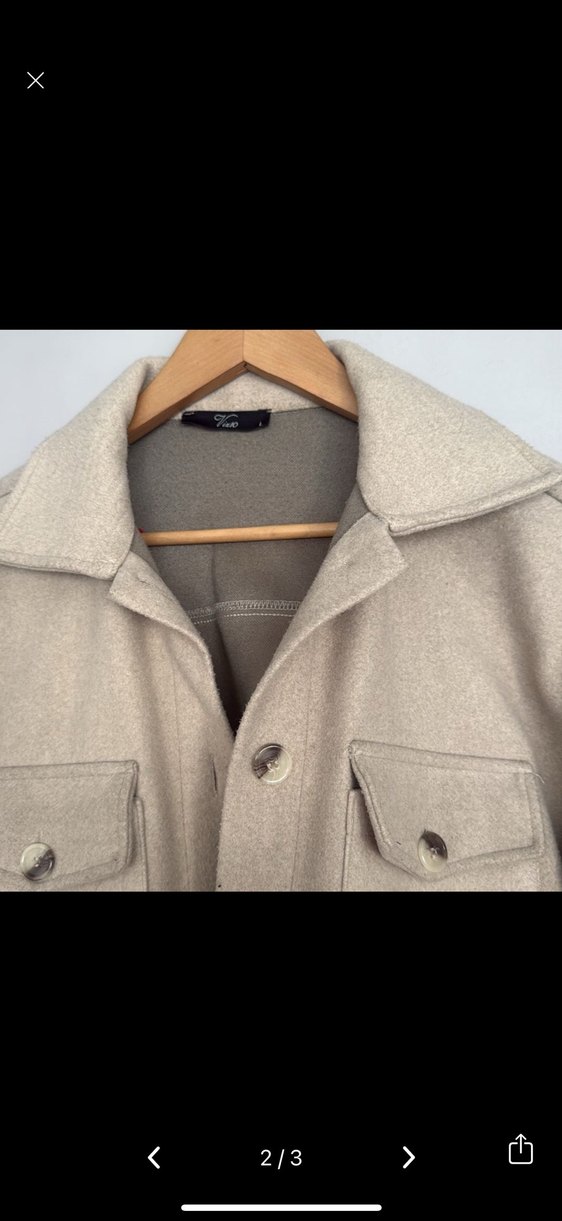 Bej Düğmeli Kadın Kaban - Görsel 2