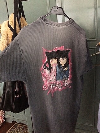 Oversize anime baskı tişört
