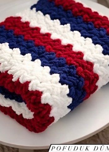 Çocuklar için Çok Renkli Örgü Battaniye - Görsel 5