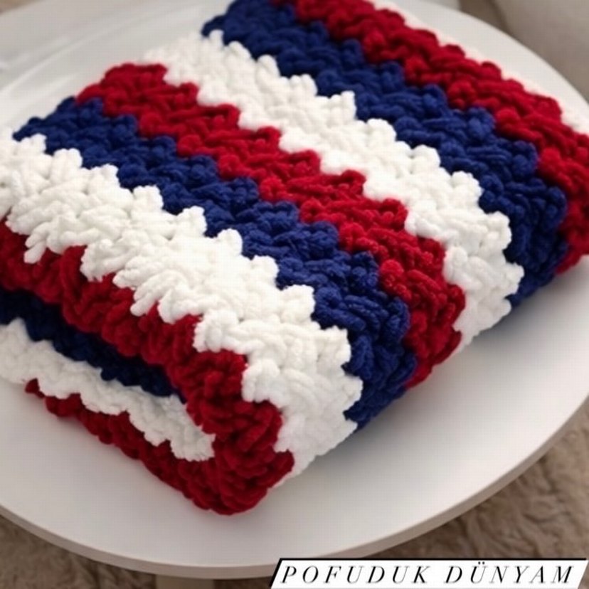 Çocuklar için Çok Renkli Örgü Battaniye - Görsel 5