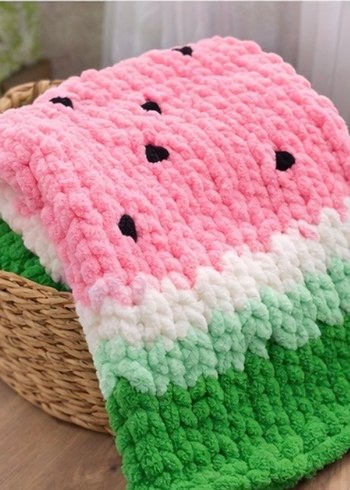 Renkli Nakışlı Örgü Çocuk Battaniyesi - Görsel 3