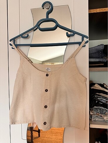 Crop Keten Bluz