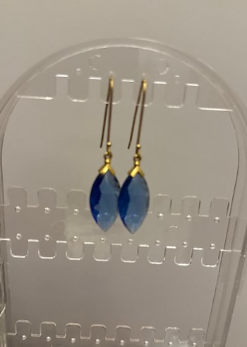 Bohem Tarzı Midi Mavi Boncuklu Küpe - Görsel 2