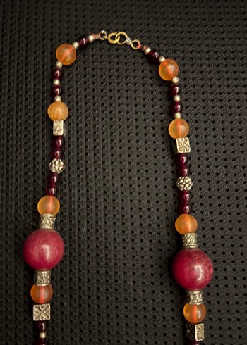 Uzun Çok Renkli Boncuklu Bohem Kolye - Görsel 3