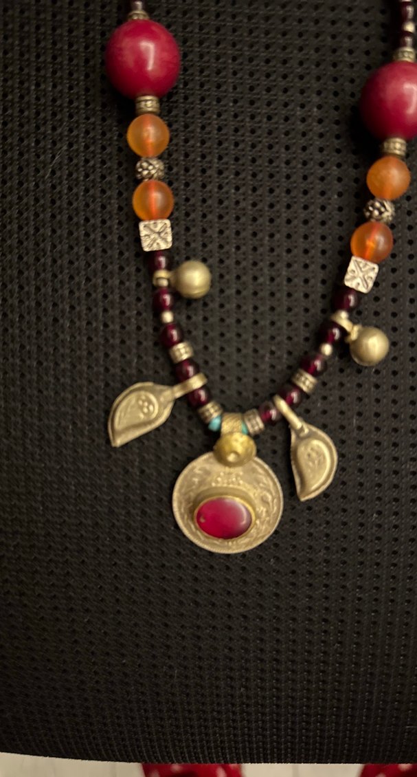 Uzun Çok Renkli Boncuklu Bohem Kolye - Görsel 2