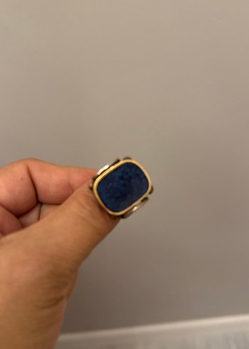 Düğmeli Lacivert gümüş yüzük 925 ayar - Görsel 3