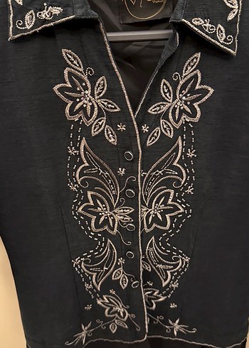 Nakışlı Siyah Uzun Kadın Takım Elbise - Görsel 4