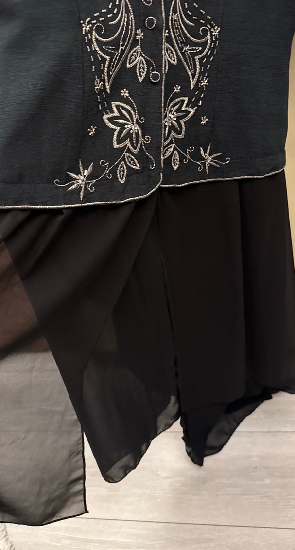 Nakışlı Siyah Uzun Kadın Takım Elbise - Görsel 2