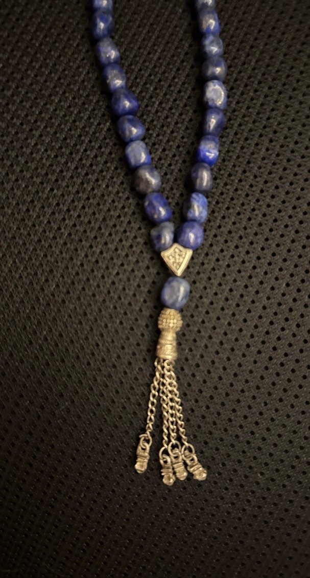 Lacivert Bohem lapis lazuli taş tesbih - Görsel 2