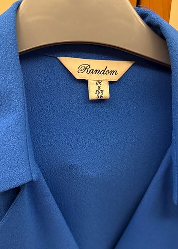 Mavi Drapeli Kolsuz Uzun Kadın Elbise - Görsel 5