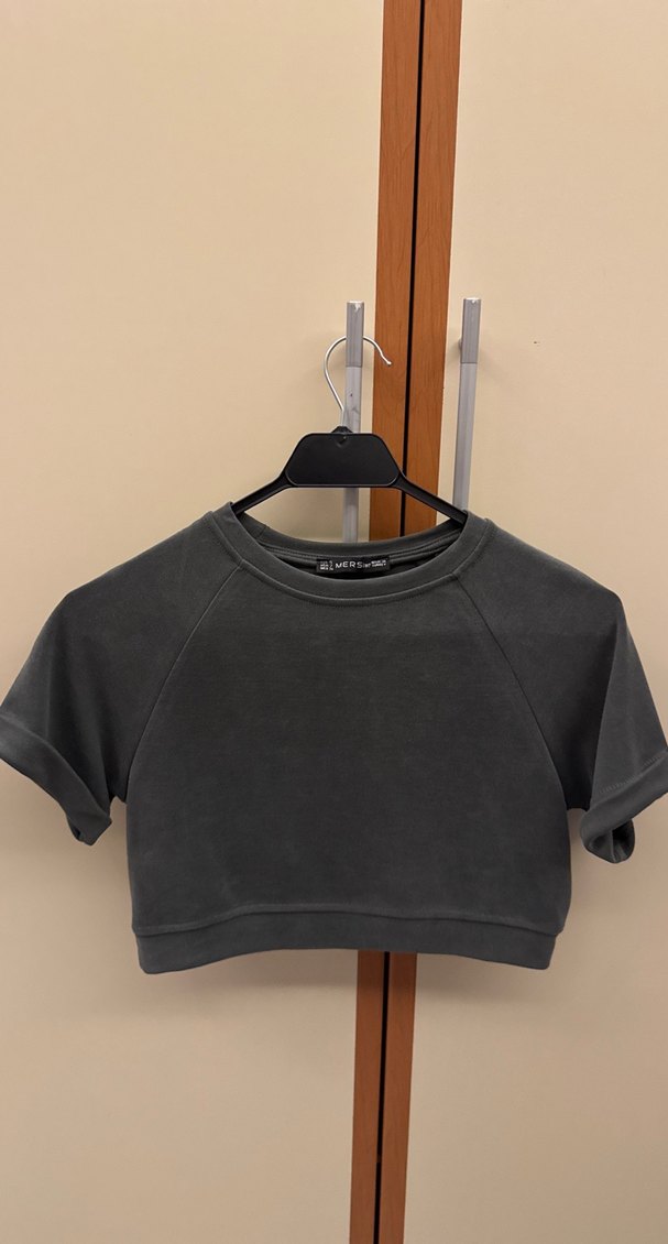 Gri Mini Hamile T-shirt Kısa Kollu - Görsel 3