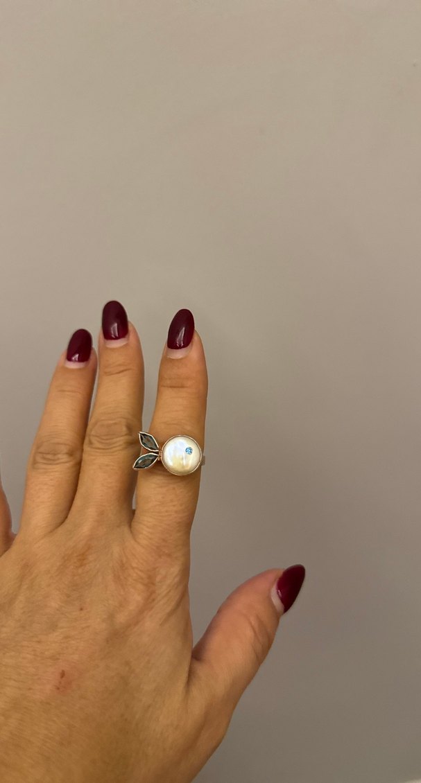 İnci ve Taşlı Minimalist Kadın Yüzük - Görsel 4