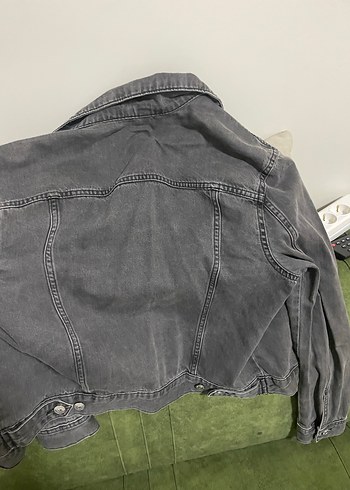 m Beden gri Renk Gri Kadın Denim Ceket, Düğmeli, Sokak Stili
