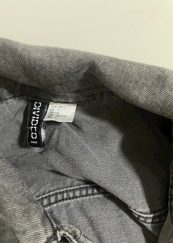 m Beden Gri Kadın Denim Ceket, Düğmeli, Sokak Stili