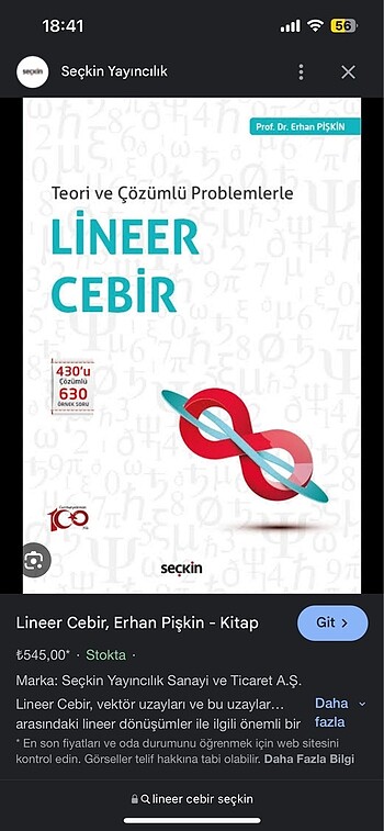 Lineer cebir üniversite kitabı