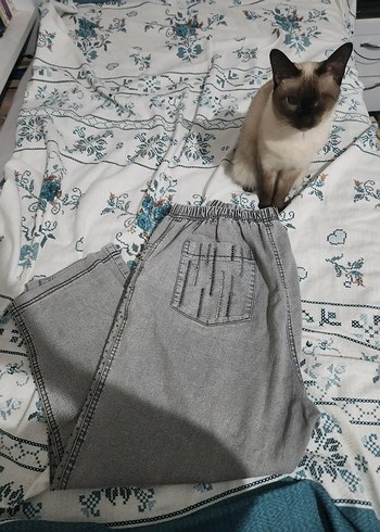 Gri lastikli kot pantolon