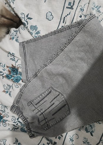 xxl Beden Gri lastikli kot pantolon