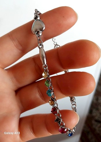 Renkli Taşlı Zincir Detaylı Kadın Bileklik - Görsel 2