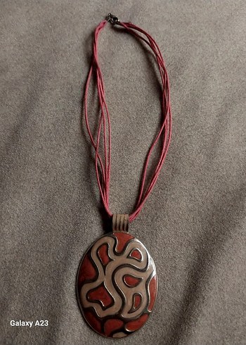 Pembe Desenli Bohem Kolye - Görsel 2