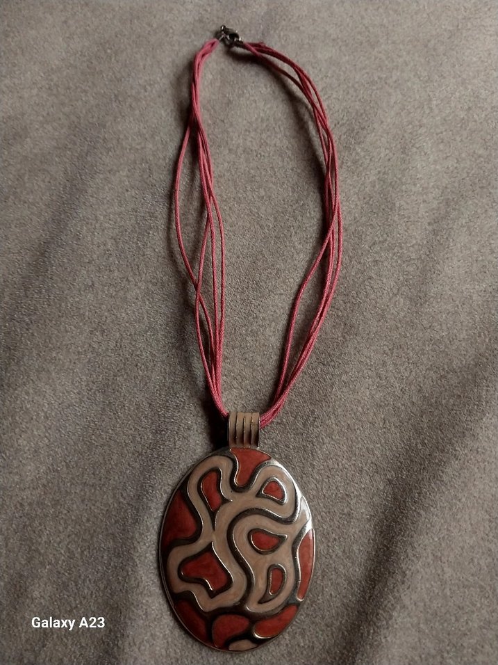 Pembe Desenli Bohem Kolye - Görsel 2