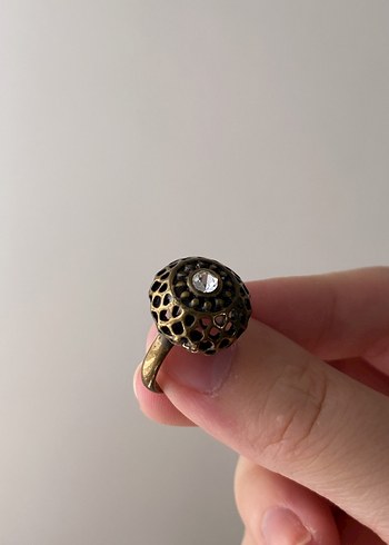 Beden altın Renk Vintage Altın Renkli Kadın Yüzük Küpe Set