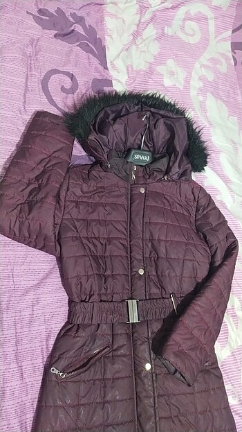 Diğer Bordo uzun şişme mont