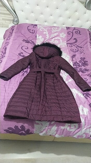 42 Beden Bordo uzun şişme mont