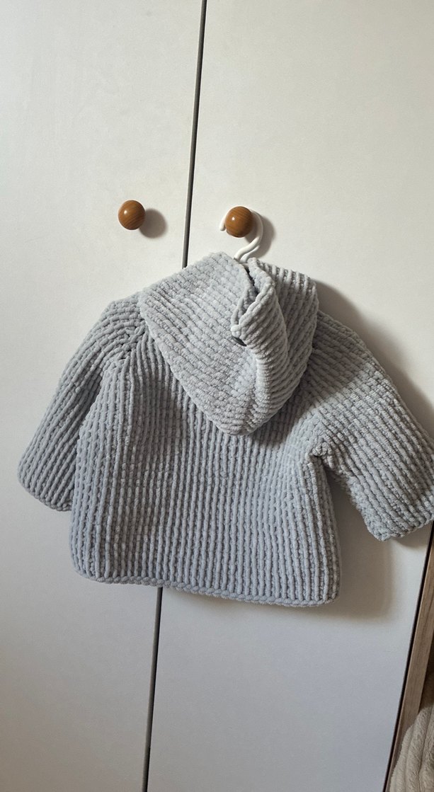 Gri Örgü bebek montu - Görsel 3