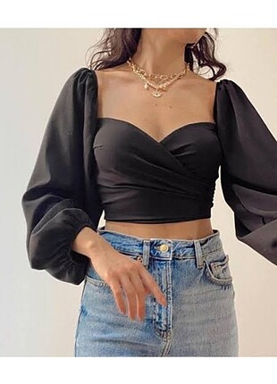 Balon kol crop bluz