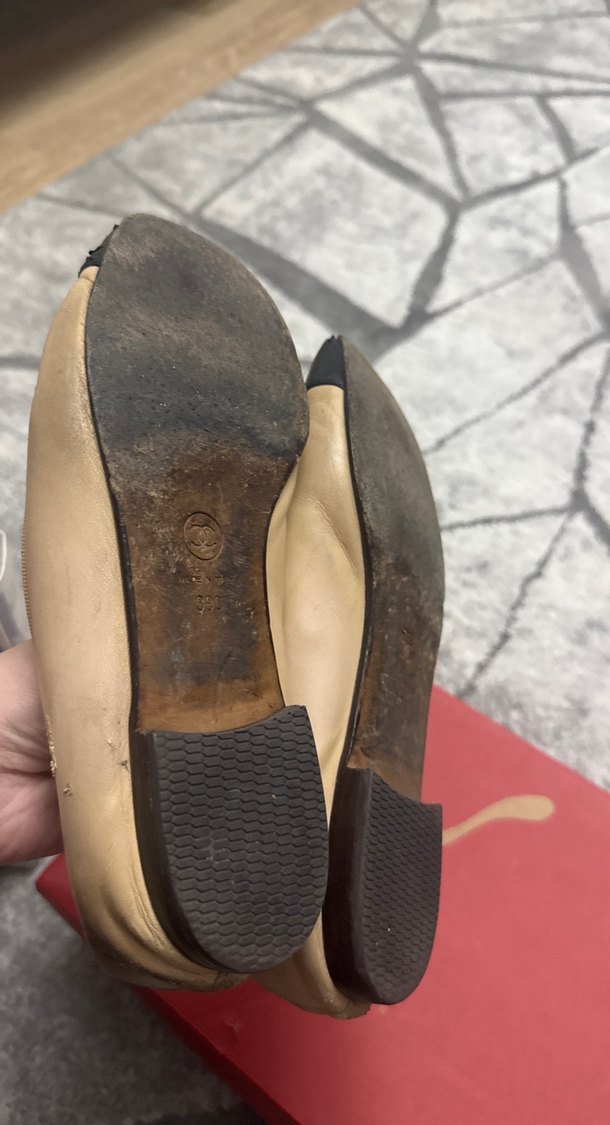 Bej Siyah Topuklu Chanel Babet - Görsel 3