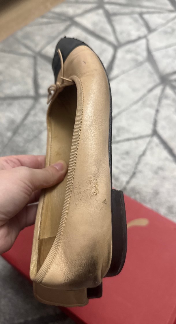 Bej Siyah Topuklu Chanel Babet - Görsel 4