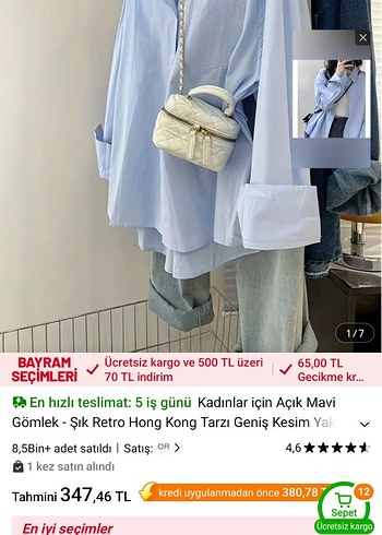 Kadın Açık Mavi Retro Geniş Kesim Gömlek