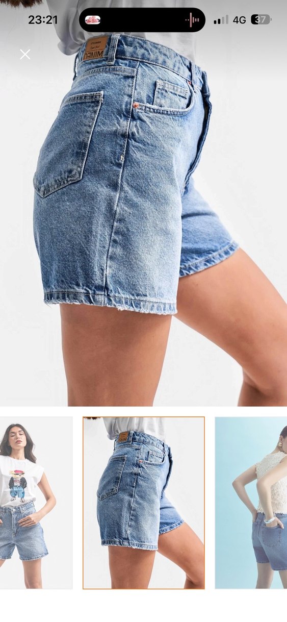 Kadın Mavi Salaş Kot Şort - Görsel 2