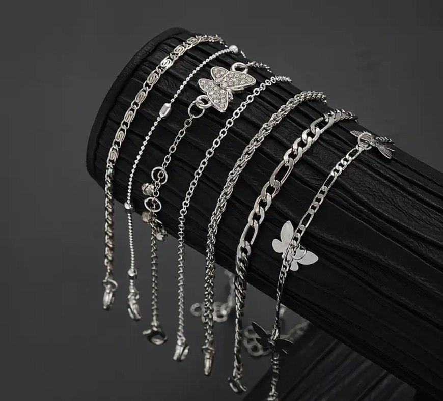 Gri Zincir Detaylı Bohem Bileklik Seti - Görsel 2