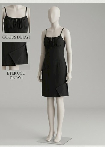 Zara Siyah İnce Askili Minimal Elbise