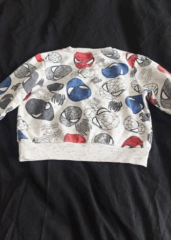 Örme Pamuklu Spiderman Erkek Çocuk Gri Sweatshirt - Görsel 3