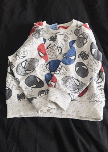 Örme Pamuklu Spiderman Erkek Çocuk Gri Sweatshirt - Görsel 2