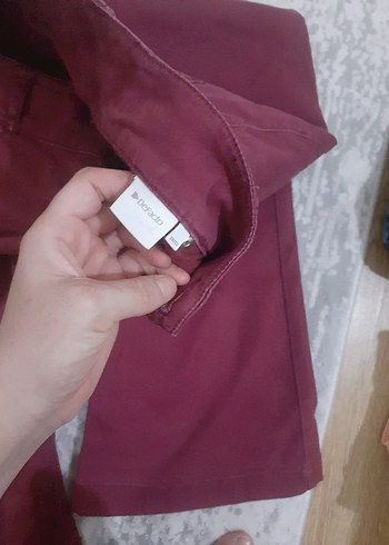 Defacto Bordo Kadın Geniş Kesim Düğmeli Pantolon