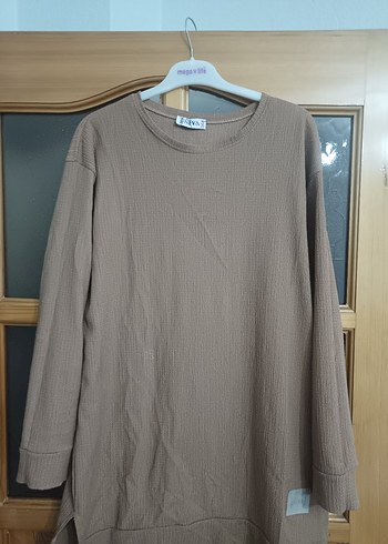 Bej Kadın Uzun Kollu Midi Tunik - Görsel 3